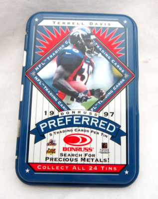 Terrell Davis 1997 Donruss Preferred 4.5'' Blue Empty Tin#9!Denver Broncos RB HOF