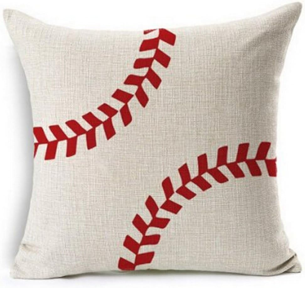 Sports Baseball Cotton Linen Beige Throw Pillow Cushion Cover for Home Décor
