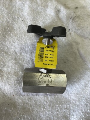 Appolo 1/2  Needle Valve 10000PSI 316 Stainless Steel PTFE