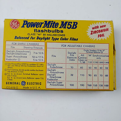 Flashbulbes (ampoules Flash) GE Power Mite M5 - 4 Boîtes NIB/NOS (48 Bulbes Au Total) - Neuf Vintage