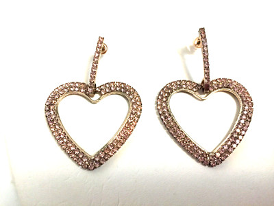 Pink Heart Earring Austrian Crystal Rosegold Tone 2.25'' x 1.5 '' Off Park