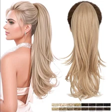 Clip in Hair Extensions Drawstring Ponytail Thick as Human Real Pony Tail Wavy