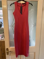 Missguided UK8 Sexy Pink Midi Pencil Bodycon Textured Dress Wedding Formal Party