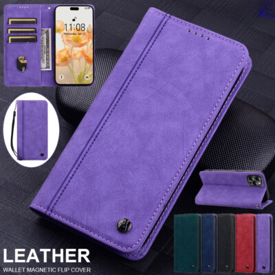 For iPhone 17 16e 15 14 13 12 Pro Max 8 Leather Wallet Case Magnetic Flip Cover