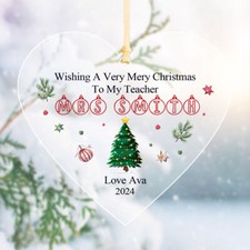 Merry Christmas Gift For Teacher Nursery Teaching Assistant Personalised Bauble