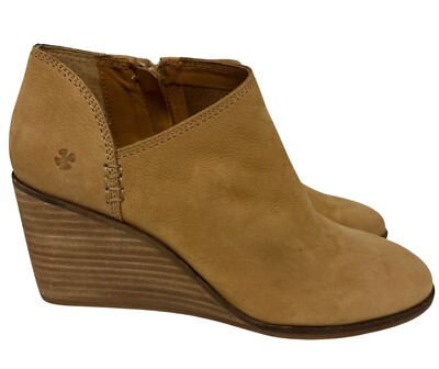 NEW Lucky Brand Women's Ankle Bootie Zemlin Brown Wedge Boot Size 9 Leather