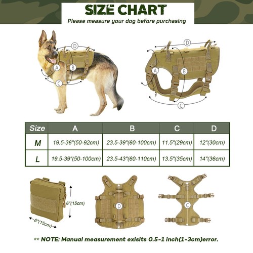 Tactical Dog Adjustable No-pull Working Training Harness Vest+Pouches Military - Picture 12 of 14