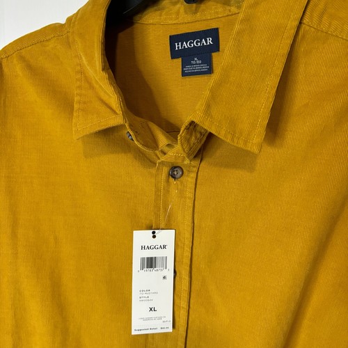 Haggar Men's Regular Fit Long Sleeve Corduroy Shirt Bundle Blue Mustard Green XL - Picture 6 of 10