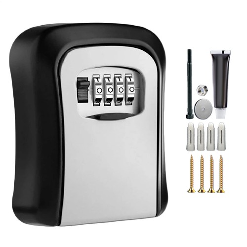 Wall Mounted Key 4-Digit Combination Key Safe Outdoor Security Key Lock Box