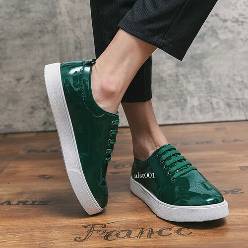 Herren Lackleder Freizeitschuhe Schnürschuhe Grün Business Formell Brogue Geschnitzt Schuh - Bild 22 von 26