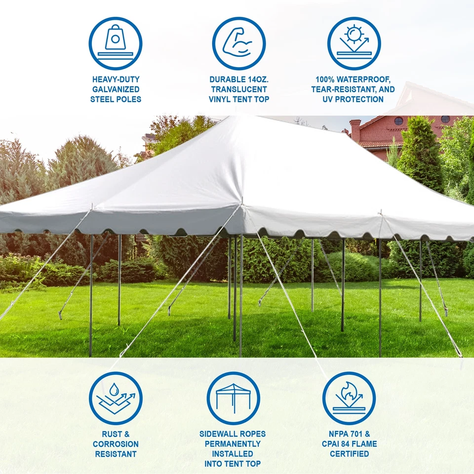 Weekender Pole Tent 20x30 White Canopy Event Wedding Party Backyard Gazebo - Image 4 of 4