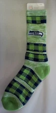 Seattle Seahawks Men's Socks Large Size 10 to 13 Double Plaid