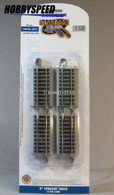 BACHMANN E-Z TRACK HO 3'' STRAIGHT SECTIONS (4) nickel silver train gray BAC44512