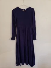 ANRABESS Women's Crew Neck Long Puff Sleeve Smocked High Waist Flowy midi Size S