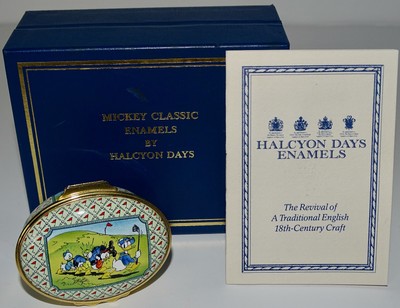 Halcyon Days - DONALD DUCK on the Golf Course Limited 3500 Disney Emaille Box  