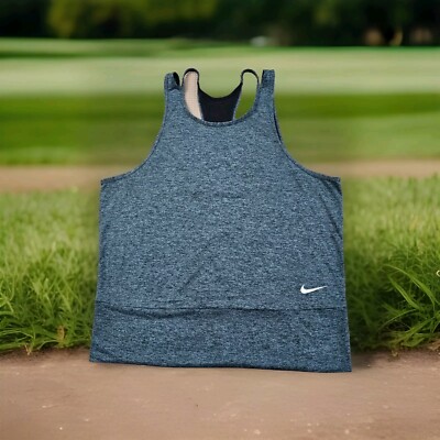 Nike Women's XL Dri-Fit Studio Cut Out Gray Tank Top Active Running Gym EUC