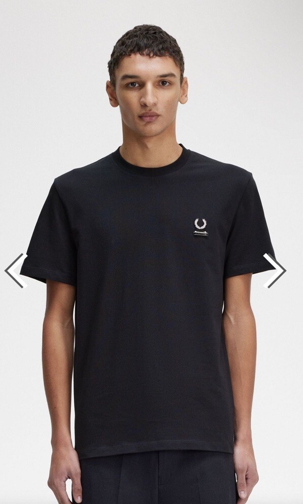 RAF SIMONS X FRED PERRY Mens Black Cotton T shirt Enamel RAF SIMONS X FRED PERRY Mens Black Cotton T shirt Enamel