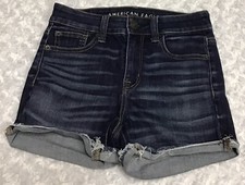 American Eagle Next Level Stretch Hi Rise Denim Shorts Size 0 BIN AT
