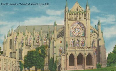 The Washington Cathedral Washington D.C. Vintage Linen  Post Card
