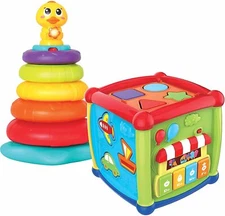 New Baby Toddler Activity Center Cube and Stacker with Shapes and Colors