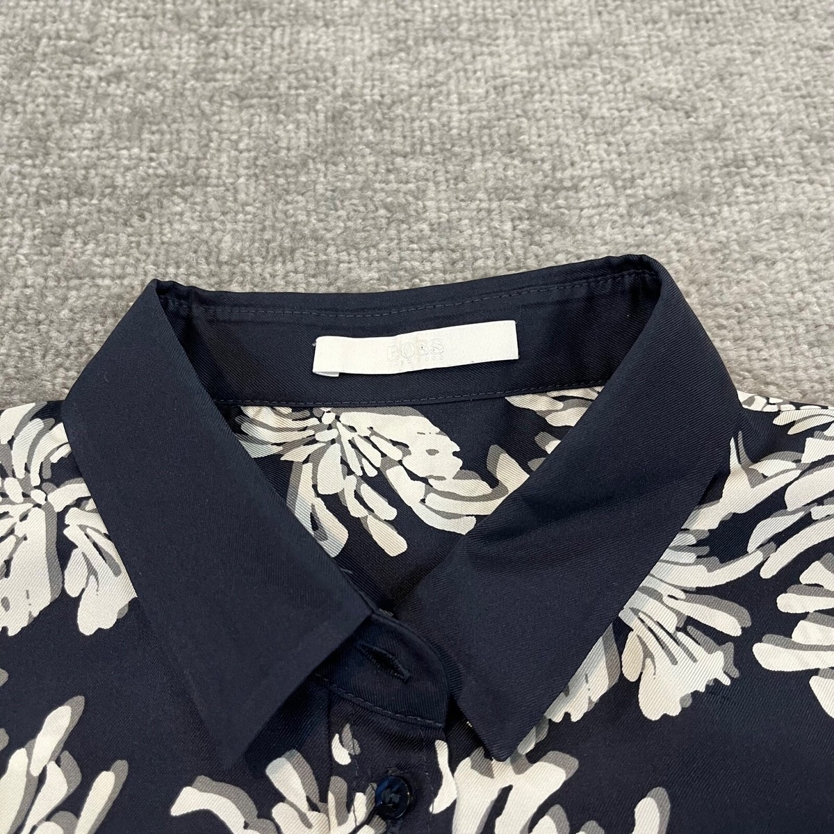 トップス BOSS XL BOSS - Mercerized-cotton T-shirt with floral jacquard - Dark