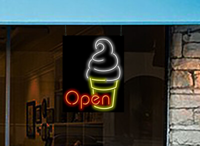 Soft Serve Ice Cream Open Neon Sign - Large 24'' x 30'' - Real Neon Gets Attention