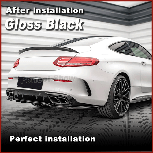 Heck Stoßstangen Flossen Splitter Flap Schwarz für Mercedes C205 A205 C63 15-19 - Picture 2 of 11