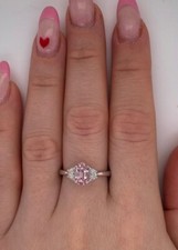 1.00Ct Lab Created Diamond Pink Sapphire Engagement Ring 14K White Gold Plated