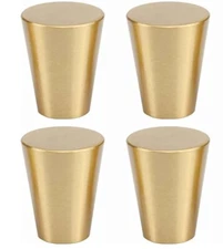 4 Pack Solid Brass Cabinet Knob Solid Tapered Knob Handle for Dresser 0.9 in