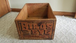 Antique-Birds-Eye-Diamond-Match-Co-Advertising-Wood-Crate-Dovetail-Joints