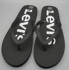 LEVI'S Men's X-Large 12-13 NEW Black Wordmark Flip Flop Sandals