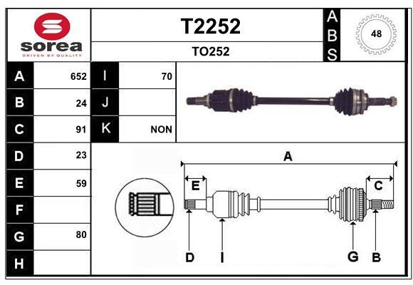Arbre de transmission SNRA T2252 résout claquement et vibration de direction