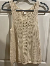 GAP for Good Sleeveless Crochet Knit Tank Top Open Stitch BOHO Women’s Sz S
