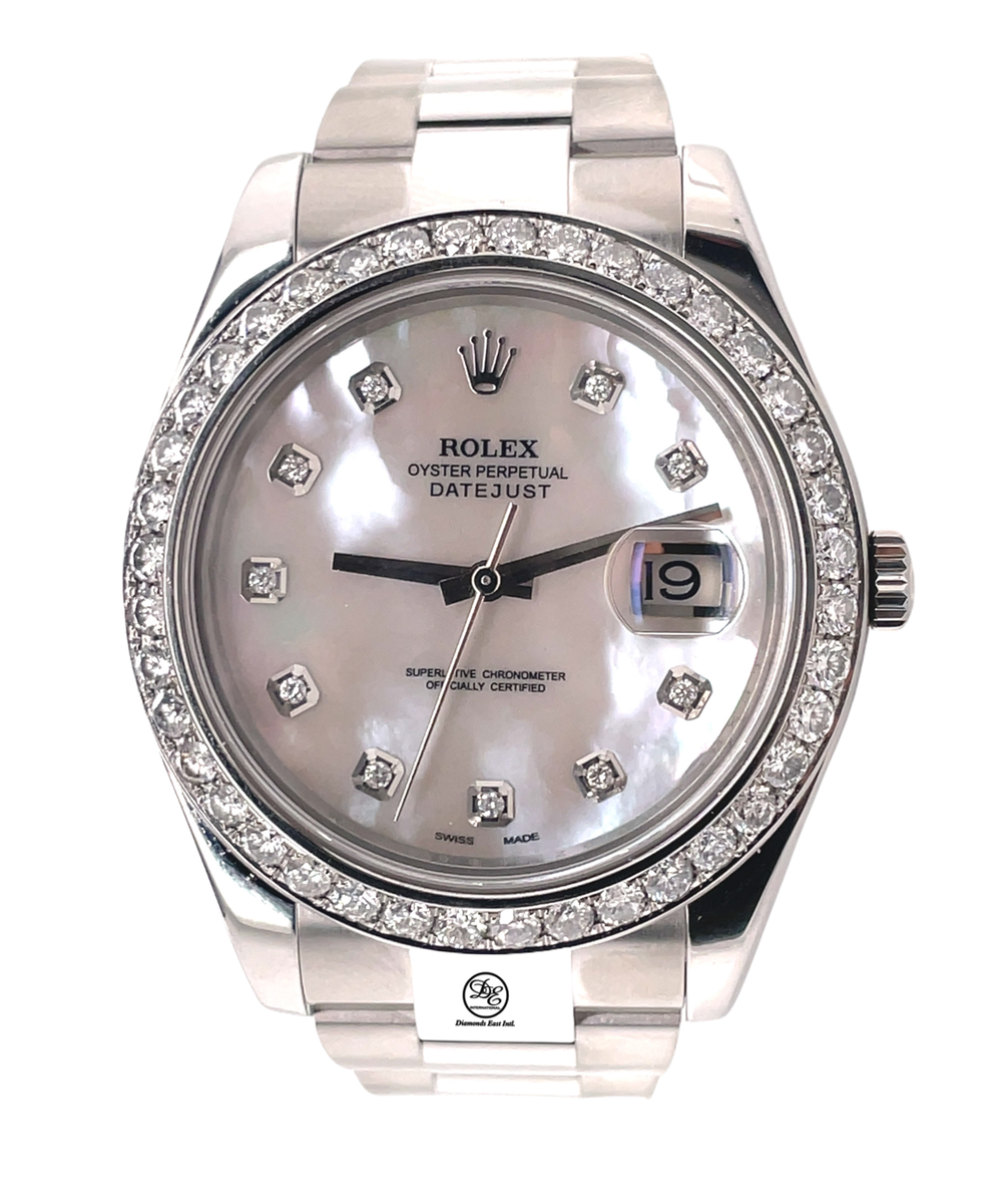 モ*中様 ROLEX クォーツ時計 & CITIZEN V2 Rolex Datejust II 116300 3.25CT Diamonds Bezel Mop Dial Oyster