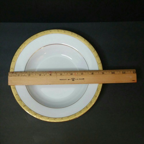 Set of 4 Chamberlain Home Accent Estate Collection 9" Rimmed Soup Bowl Gold Trim - Picture 6 of 6
