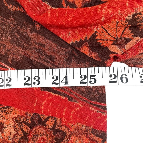 NWT Womens Blouse 16W Red Floral Shell Buttons Bohemian Art Rabbit Designs - Picture 8 of 12