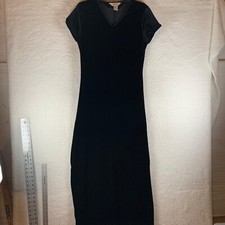 VTG EXPRESS Tricot Womens Short Sleeve V-Neck Black Velvet Velour Maxi Dress 5/6