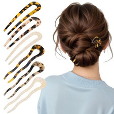 6 Pcs Tortoise Shell U Shaped Hair Pins for Thick Long Hair Yellow, Beige
