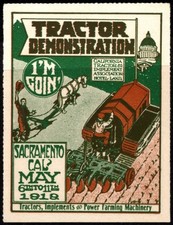 1919 US Poster Stamp Tractor Demonstration I’m Goin’ Tractor Implements Associat