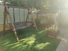 Wooden 3 Seater Outdoor Bench Swing Seat With Option To Buy Cushion Seating