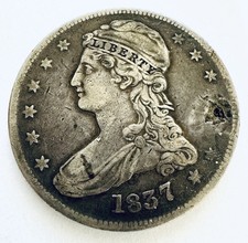 1837 Capped Bust Silver Half Dollar CirculatedCoin Reeded Edge