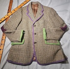 Vtg Harris Tweed Dunn Co Mens Blazer Brown 38S Wool Hand Woven Herringbone