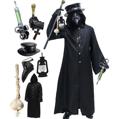 Absolute Vibe Plague Doctor Bird Mask and Hat Combo Set Halloween Costume Ste...