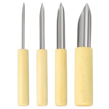 4pcs Clay Hole Cutters Stainless Steel Wood Handle Half Circle Pottery Clay Tool