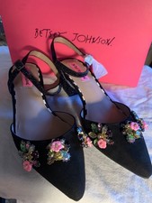 GORGEOUS Betsey Johnson Knox Gemstone Black Sandals Block Heel, Women's US7