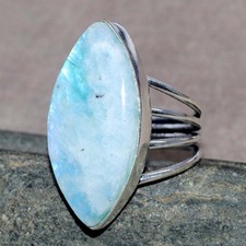 925 Silver Plated Rainbow Moonstone Ring US 8 Royal Look Jewelry Trendy MJ