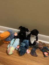 TY Beanie Babies: Scoop, Iggy, Rainbow, Luke, Claude, Error Waves With Echo Tag