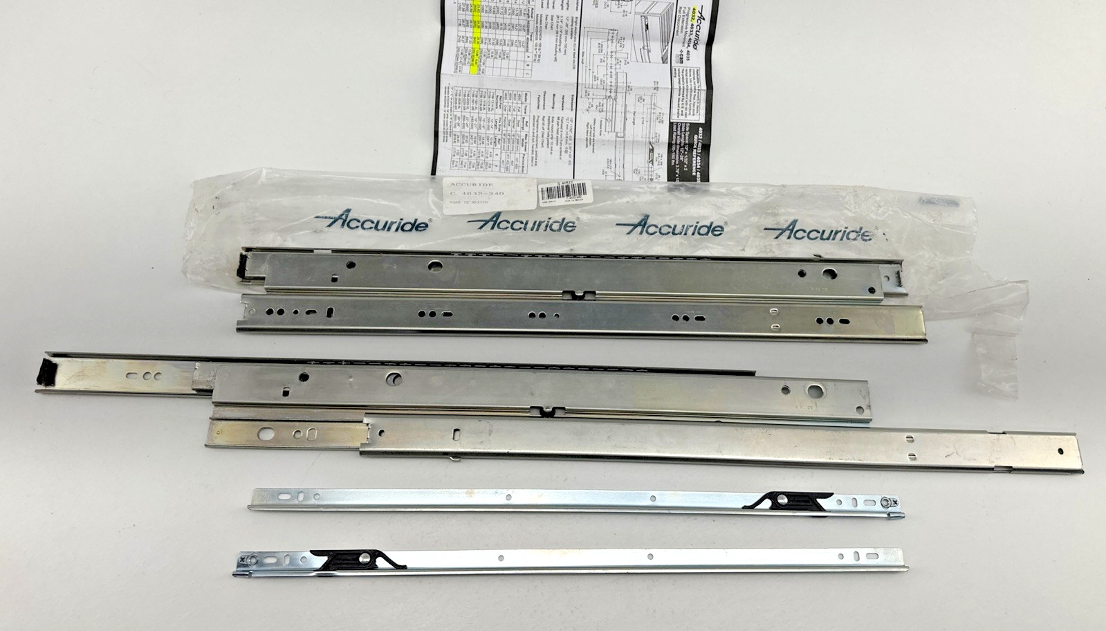 Accuride 4032-24D Drawer Slides, Progressive Movement, Full 