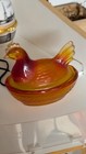 Amberlina Glass Hen on Nest, Salt Cellar- Red & Yellow, Vintage LE Smith — photo 4