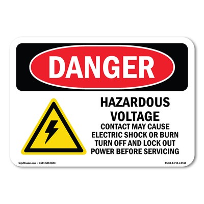 Hazardous Voltage Contact May ANSI Danger Sign Metal Plastic Decal